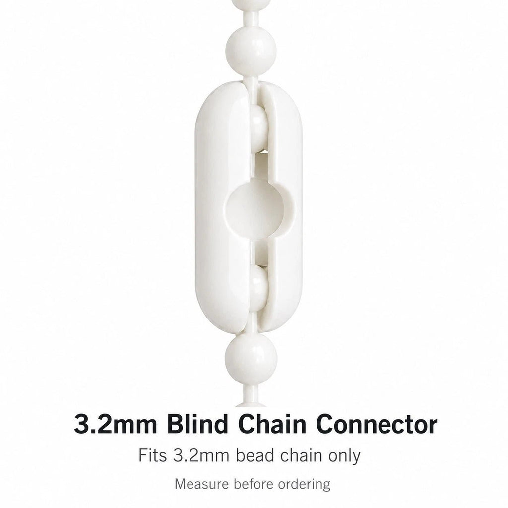 white 3.2mm beaded roller blind chain joining clips for repairs (image 1)