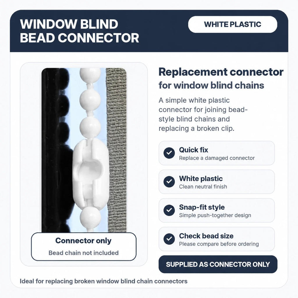 white 3.2mm beaded roller blind chain joining clips for repairs (image 2)