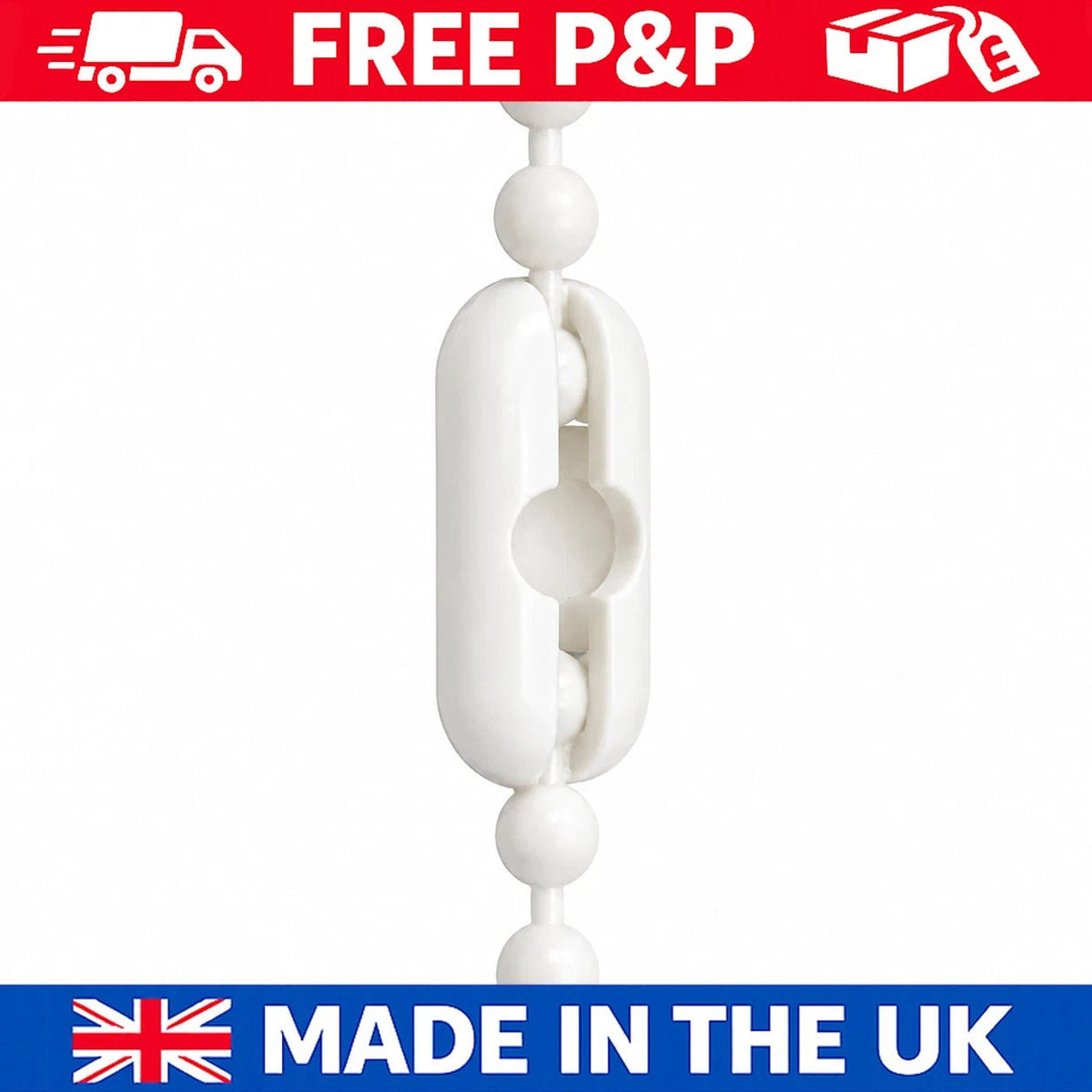 white 3.2mm beaded roller blind chain joining clips for repairs (image 6)