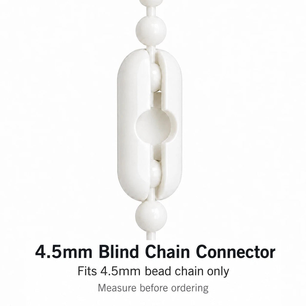 white 4.5mm No.10 beaded roller blind chain connector repair clips (image 1)