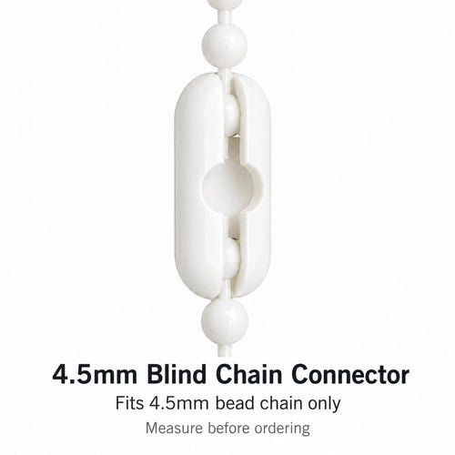 white 4.5mm No.10 beaded roller blind chain connector repair clips (image 1)