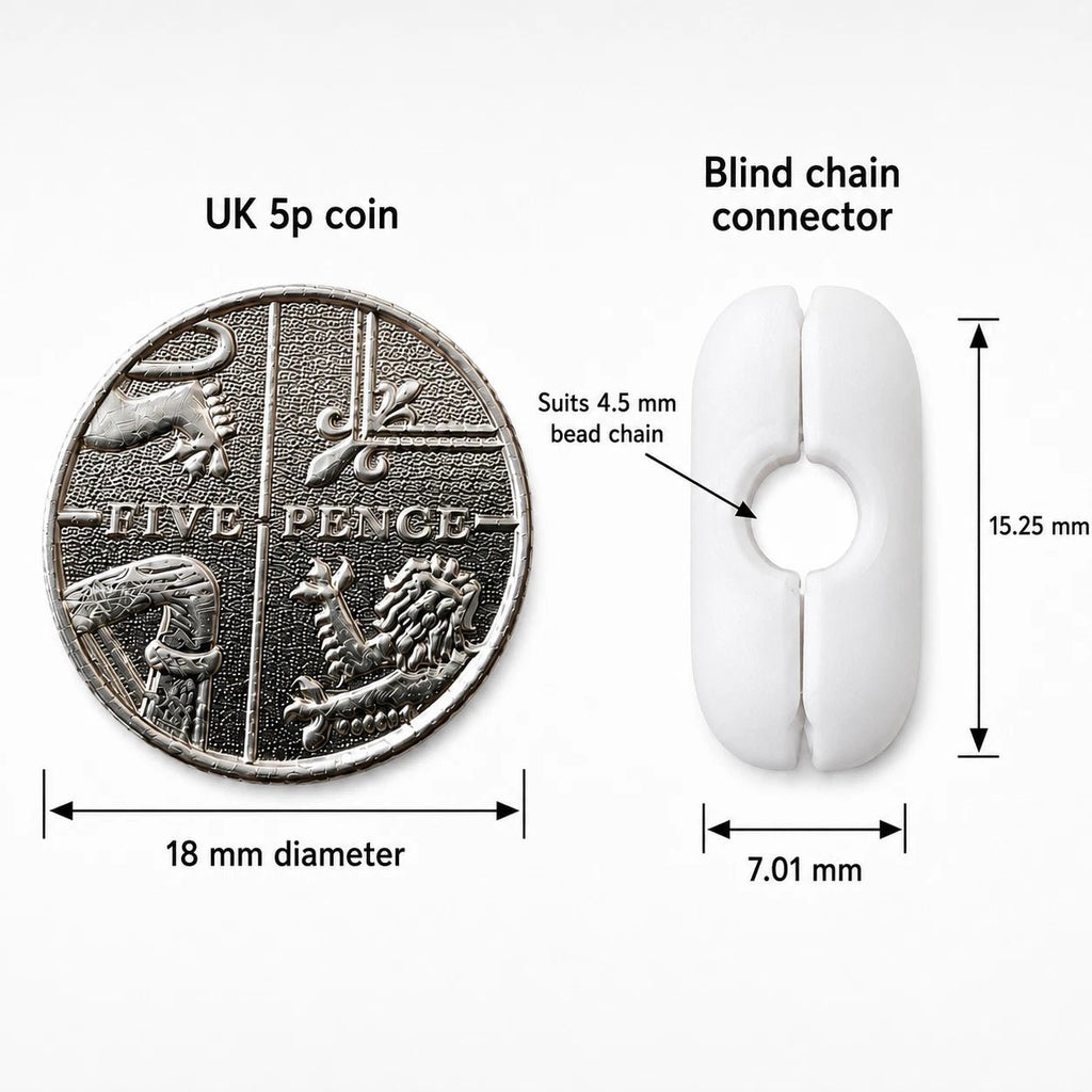 white 4.5mm No.10 beaded roller blind chain connector repair clips (image 3)