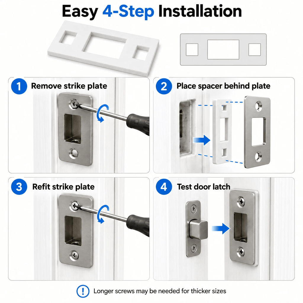 58 x 20mm door strike plate packing shims for internal door latch alignment (image 4)