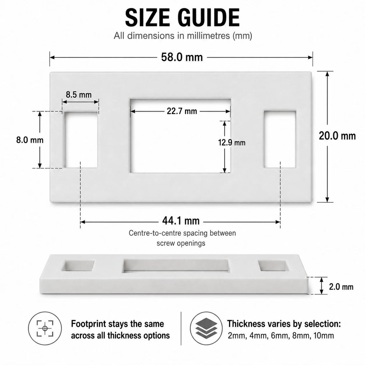 58 x 20mm door strike plate packing shims for internal door latch alignment (image 10)