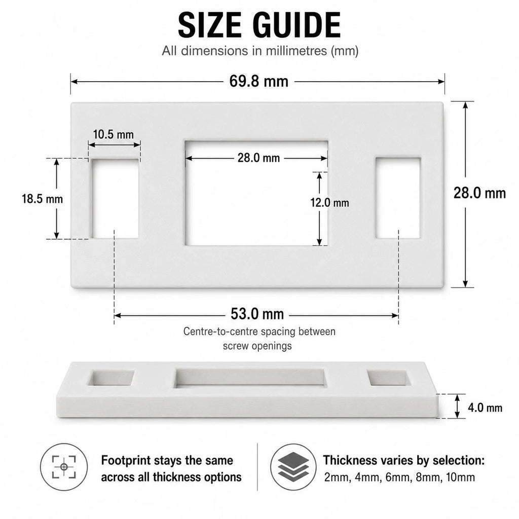 70 x 28mm door strike plate spacer shims for internal door latch alignment (image 3)