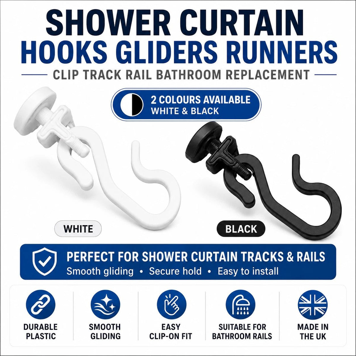 shower curtain track glider hooks for compatible Croydex Module 4 rails (image 9)